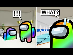 Changing COLORS in AMONG US with JELLY, IAMSANNA and DINO (Roblox)