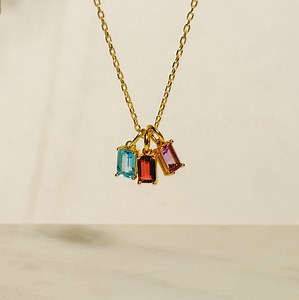 Personalized Family Birthstone Necklace: 14k Gold Over Sterling Silver, Multiple Birthstone Pendant - Etsy