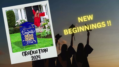 KatchOn, Congrats Grad Yard Sign - 16x10 Inches | Blue and Gold Class of 2025 Congrats Yard Sign | Graduation Party Decoration | Congrats Grad Lawn Signs for Graduation Decorations 2025