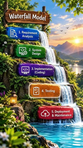 Waterfall Model in Software Engineering 💻🌊 | All 5 Phases Explained #shorts