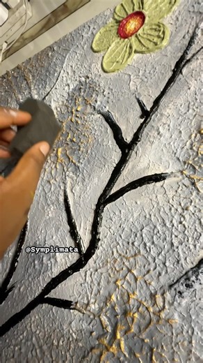 TEXTURE PAINTING ON CANVAS #texturepainting #modelingpaste #floralpainting #acrylicpainting #shorts