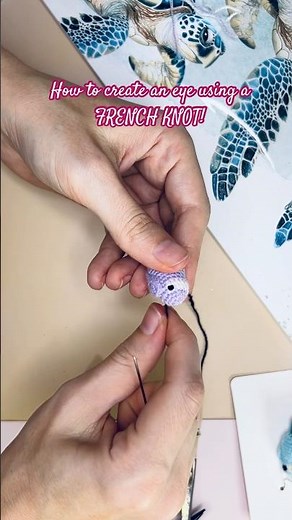 FRENCH KNOT eye tutorial ❤️🫶🏼🥰#crochet #crochetpatterns #smallbizau #amigurumi