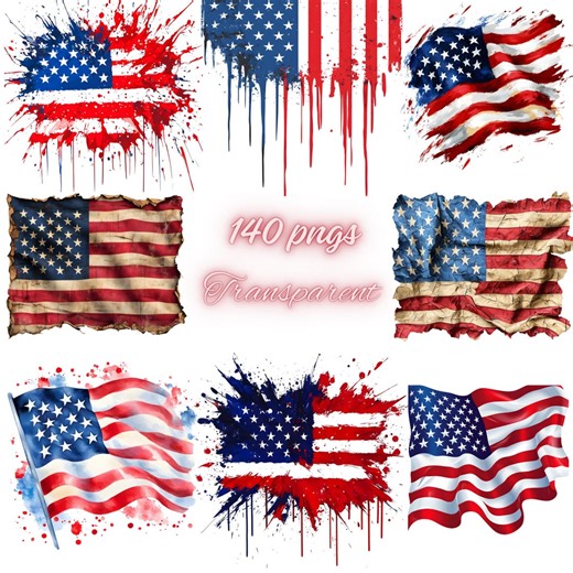 140 American Flag PNG Bundle, Grunge USA Patriotic Clipart, Distressed Transparent Download - Etsy