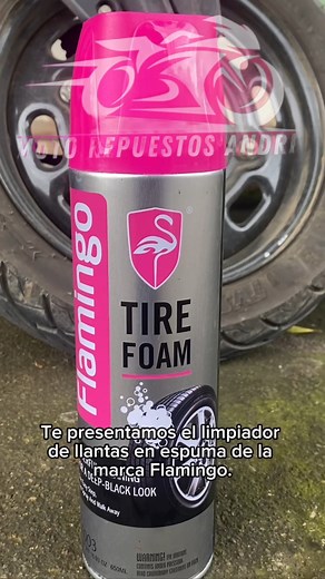 3.1K views · 30 reactions | ✨ ¡Dale vida y brillo a tus llantas con el Flamingo F003 Tire Foam!  Limpia, protege y deja un brillo intenso en segundos. ¡Olvidate del polvo y la suciedad!  Ideal para dejar tu vehículo con acabado de exhibición. Disponible en Moto Repuestos Andrés  | Repuestos Andres | Facebook