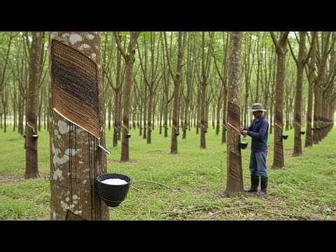 Inside Rubber Plantations – Extracting Latex from Millions of Hevea Trees