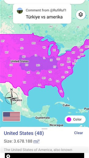 USA🇺🇸 vs TURKEY🇹🇷 country size comparison #truesize #geographythroughmaps #mapping #mapper #shorts