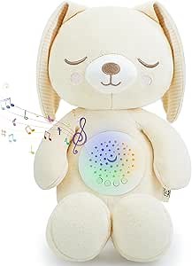 Musical Stuffed Animals with Sound Machine, White Noise Baby Soothers for Sleep, Night Light Shush Lullaby Music Soothing Toys for Boy & Girl, Bunny,13 x 5 x 7 inches