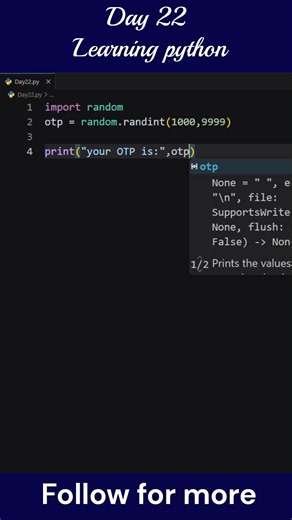 Build an OTP Generator in Python 🔐 | Python Project for Beginners #python #coding #100daysofcode