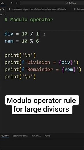 Python modulo operator rule when divisor is larger than dividend #python #maths