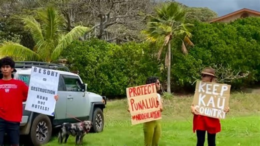 Update: Ka‘ū residents hold second sign waving opposing proposed Punalu‘u resort | Big Island Now