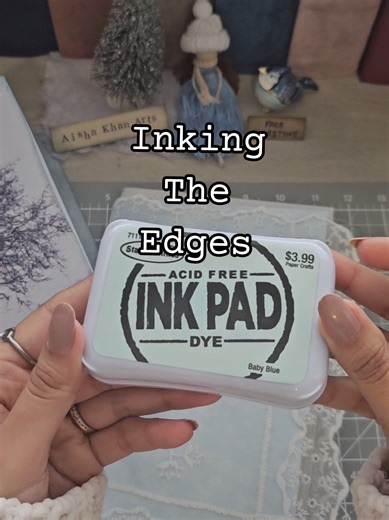 Decided on minimal inking in this journal. I chose a soft baby blue. I might even do pink here and there #wintercottagejournal #junkjournal #scrapbooking #cottagedoorjournal