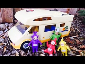CAMPING and S’MORES Playmobil Camper Van TELETUBBIES Toys Video!