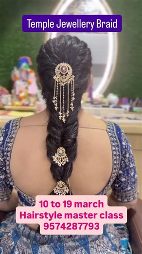 Temple Jewellery Braid ✨ Easy Bridal Hairstyle Tutorial #shorts #janvibridalmakeup #hairstyle #short