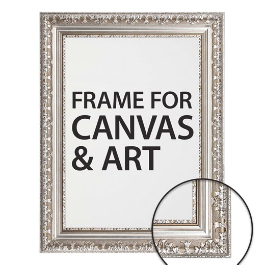 Silver Ornate Frame for Canvas & Art, Custom Size Available Frame - Etsy