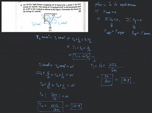b) An electric light fixture weighting 25 \mathrm{~N} hang from... | Filo