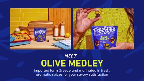 Freestyle Snacks Olive Snack Packs - As Seen on Shark Tank - Fresh Pitted Green Olives, 3 Flavors, Grown in Greece, Salty Snack, All Natural, Non-GMO, Sugar-Free, Keto - Variety Pack, 4oz (3 Pack)
