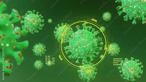 Corona virus under microscope diagnosis with rna, fantastic yellow interface - COVID-19