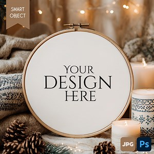 Winter Boho & Wood Embroidery Hoop Mockup. Photoshop Embroider Mock-up Canva. Sewing Cross Stitch Mockup, Drag and Drop Smart Object PSD - Etsy