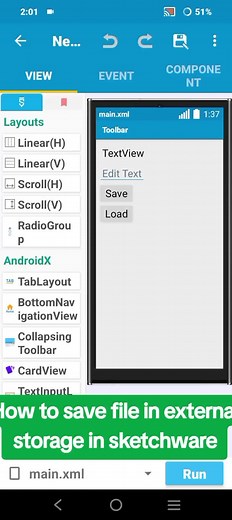 Cómo guardar un archivo en almacenamiento externo en Sketchware