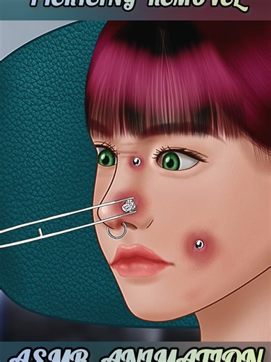 ASMR Infected Facial Piercing Removal | Deep Cleaning, Care & Treatment #ASMR #3danimation #PiercingCare #TikTokFYP#TikTokCreatorSearchInsightsIncentive
