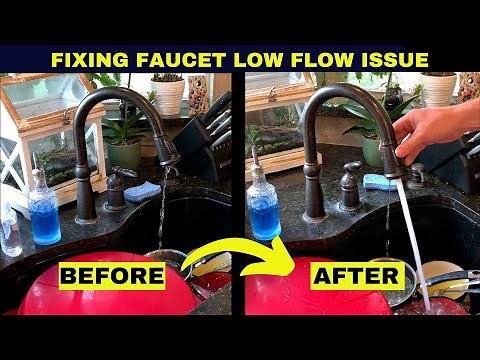 How to fix a kitchen faucet with low pressure and flow. Change shutoff valves and remove debris.