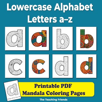 Printable Lowercase Alphabet Letters a–z | Mandala Coloring Pages | Classroom