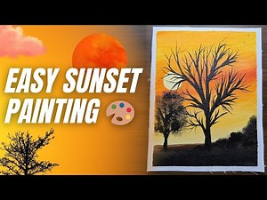 Sunset painting for beginners, Easy sunset painting