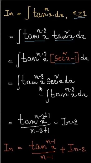 Integral of tan power n x: Power n Reduction Formula FAST ! 🔥