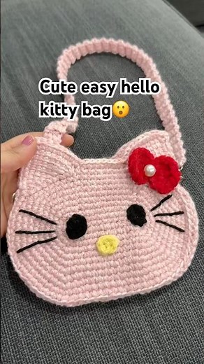 How to crochet easy hello kitty bag😮