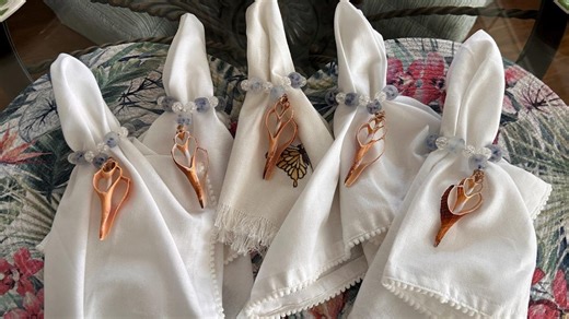 African Beach Glass & Strombus Shell Napkin Rings | Coastal Wedding Decor, Table Jewelry - Etsy