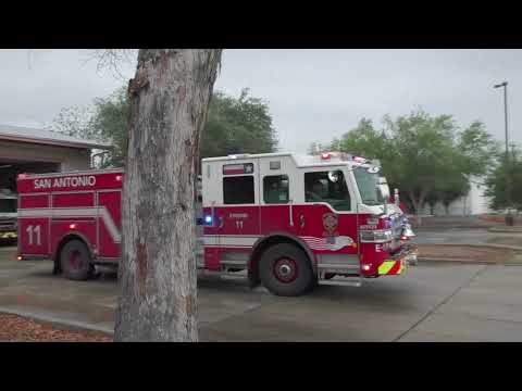 San Antonio Fire Department Platform 11 and Engine 11 Responding 4/5/26