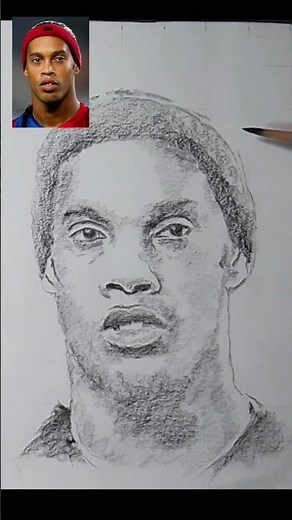 Simple sketch Ronaldinho with Grid Method - Brazilian Footballer drawing #draw #art #ronaldinho