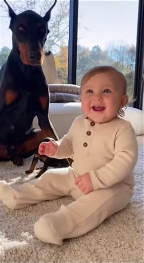 Doberman Gently Introduces Her Puppy to a Baby — Pure Magic 🐶👶