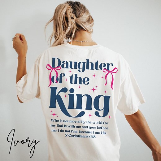 Daughter of the King Shirt, Personalized Christian Shirt Pink Bow Christian Tshirt Child of God T-shirt Comfort Colors Faith Tee Jesus Bow T - Etsy