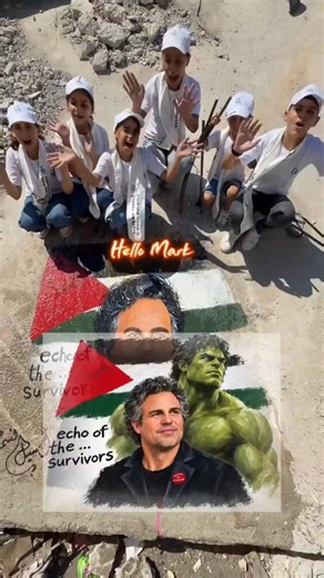 Children in Gaza Paint Mark Ruffalo Mural ❤️ #MarkRuffalo #Gaza #Palestine