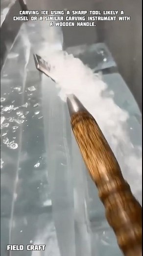 Masterful Chisel Work on Ice Blocks