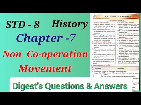 Std. 8. History. Lesson - 7. Non Co- operation Movement. Digest's Questions and Answers