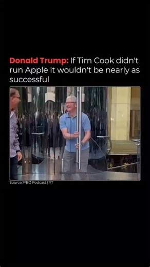 Business | Investing | Success on Instagram: "Donald Trump stated during a 2024 PBD Podcast interview that if Tim Cook did not run Apple, the company would not be nearly as successful, contrasting Cook’s leadership favorably with Steve Jobs. He praised Cook’s direct, hands-on approach, citing recent calls about a $15-17 billion EU fine and past tariff exemptions that enabled U.S. manufacturing like Mac Pro production, noting Cook negotiates personally rather than through lobbyists. This reflects