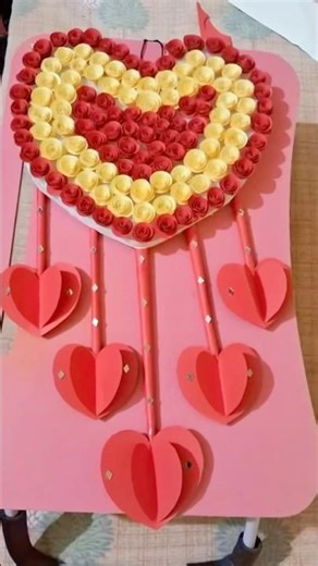 How to make a Paper Rose Heart Wall Hanging 🎀 #shorts #mysabacreativehub