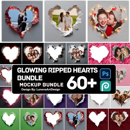65 Ripped Paper Heart PNG Bundle -valentine’s Day Digital Overlay for Canva,photoshop & PNG Files,instant Download,valentine's Photo Overlay - Etsy