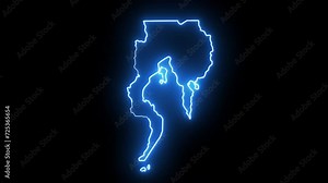 Animated map of Davao in the Philippines with a glowing neon effect Stock Video