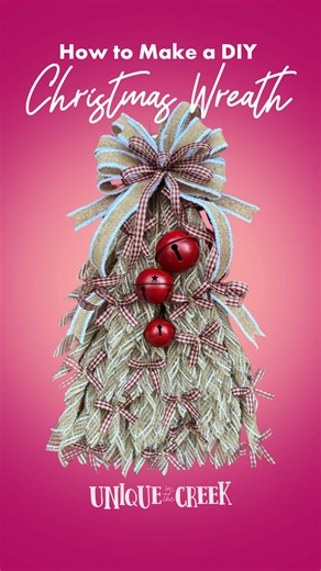 🎄 Such a charming Rustic Christmas Tree Wreath! Sharon from #TeamUnique made this using the UITC™ Triangle Wreath Board Materials from Unique in the Creek! 1. Start with a UITC board. 2. Choose your materials; mesh, ribbon & more. 3. Use zipties to attach your materials to the board. 4. Add accessories, wreath signs & finishing touches. 5. Beautiful results every time! Check for available kits 👇 go.uniqueinthecreek.com/kits Or choose-your-own-adventure! 👇 go.uniqueinthecreek.com/shop 📹 Watch