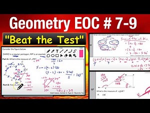 Questions #7-9 of "Beat the Test" Geometry EOC Practice Exam- regular polygons, sum interior angles-