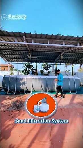 Bestway Power Steel® 21ft x 9ft x 4.3ft Rectangular Pool | Premium Above Ground Pool Setup