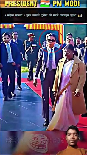 PM MODI AND PRESIDENT MURMU SECURITY 2 LADY COMANDO AND MALE COMANDO 🗿#trending​ #shorts