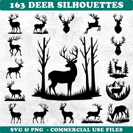 Deer Silhouette Svg & Png Bundle for Cricut and Laser Engrave Projects Instant Downloads - Etsy