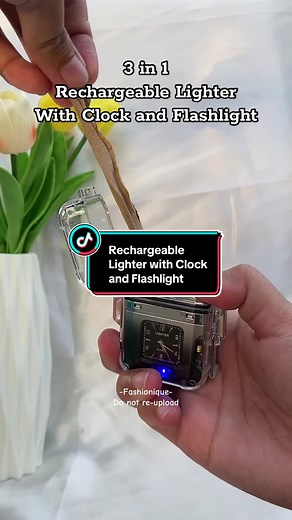 3 in 1 lighter with clock and flashlight #fyp #lighter #3in1lighter #portablelighter #portableflashlight #tiktokfinds #valentinesgift