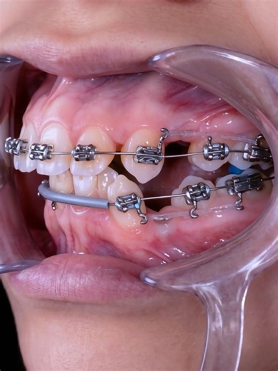 Close-up of braces transformation: From overbite teeth to perfect smile #braces #dentist #orthidontics #niengrang #nhakhoaocare