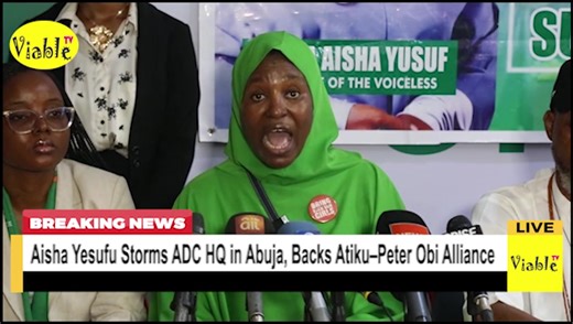 Aisha Yesufu Backs Atiku-Peter Obi Alliance at ADC HQ