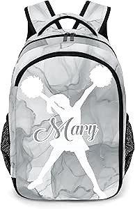 Personalized Cheerleader Backpack Casual Bag Daypack Laptop Bag for Family Party Gift Gray Bling Print Cheer